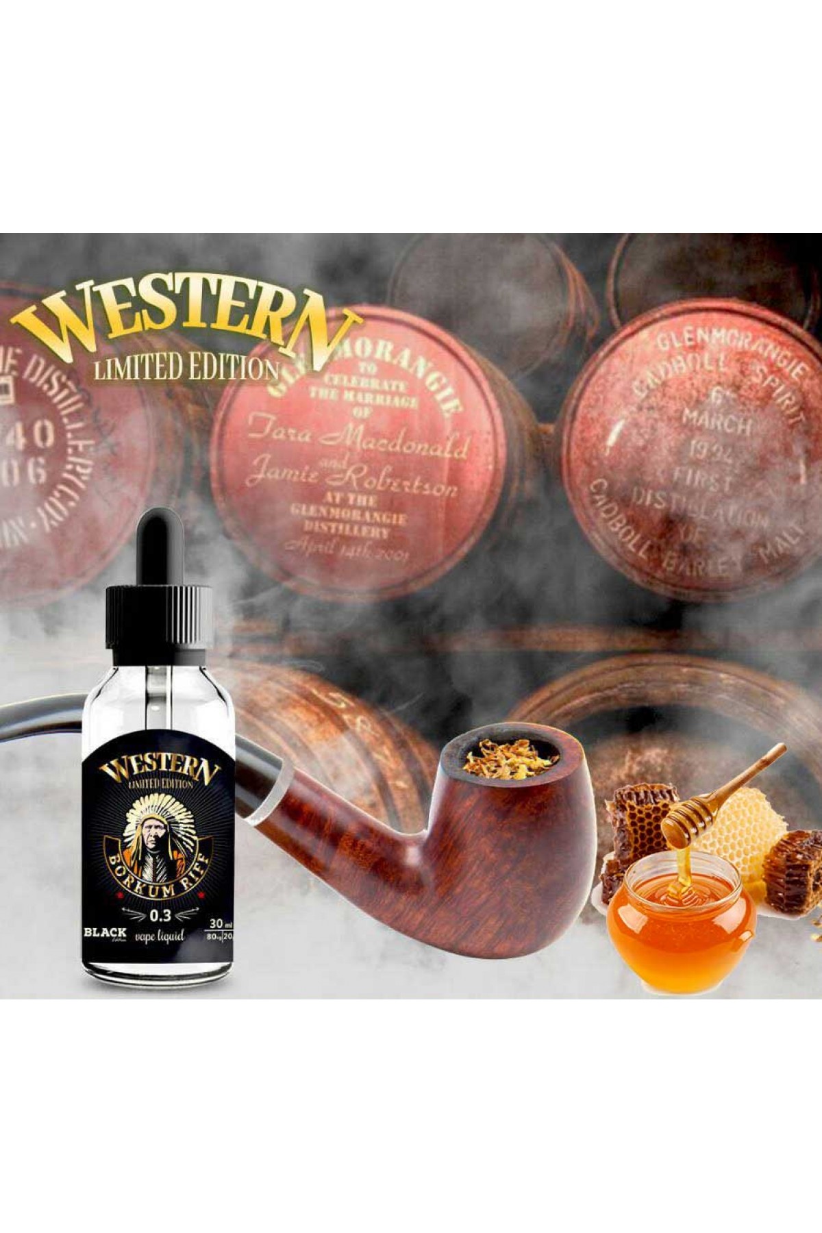 Western Black Edition - Borkum Riff Ballı Pipo Tütünü E Sigara Likit (30 ml)