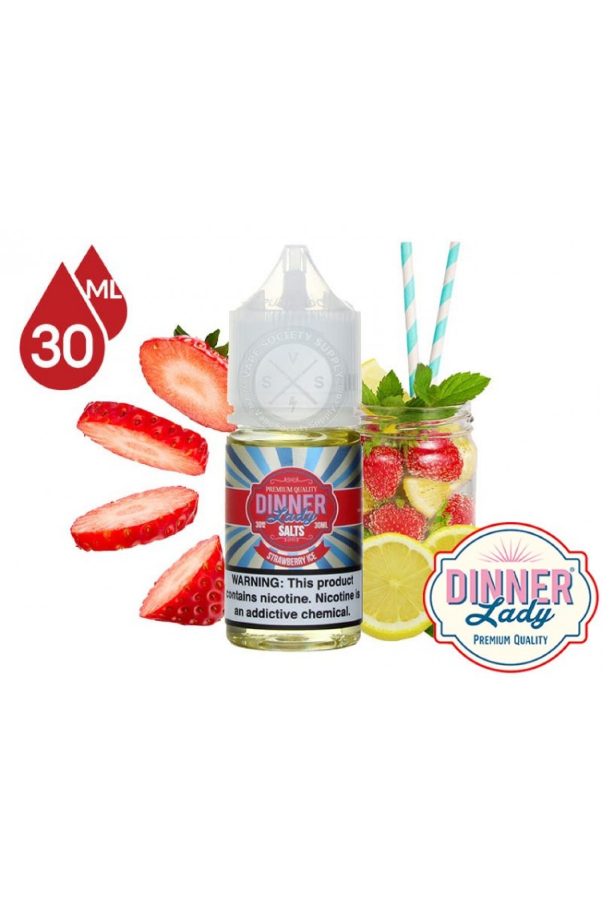 Dinner Lady - Strawberry Ice Salt Likit (30ML)